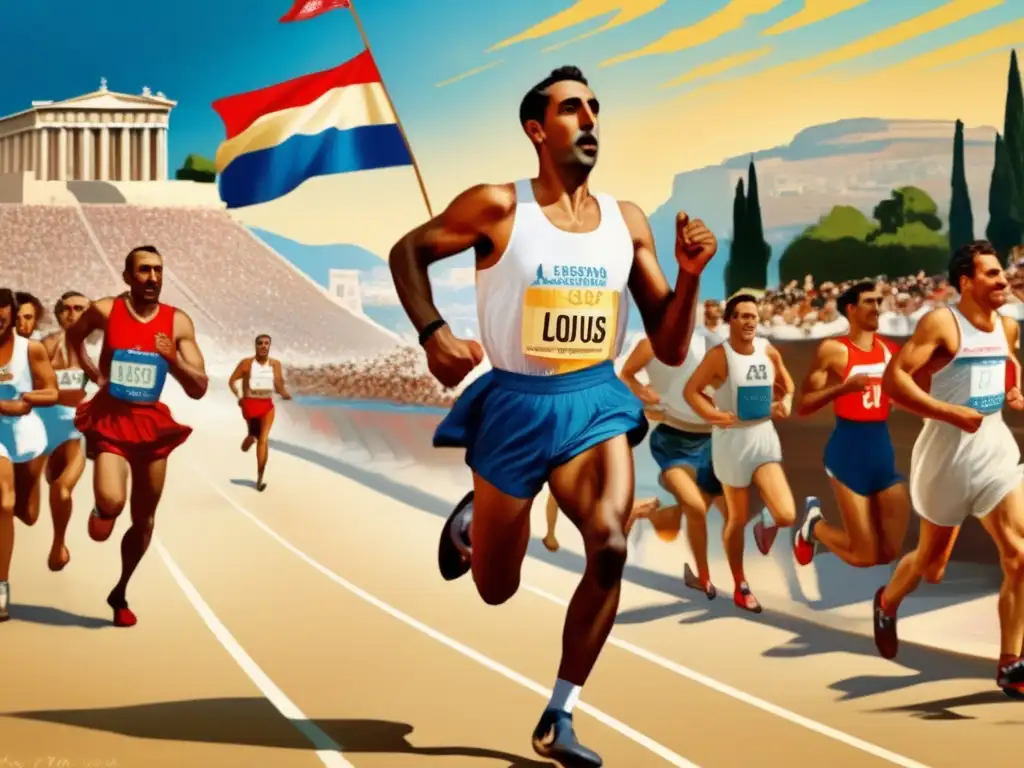 Spiridon Louis corre la maratón de 1896 en Atenas, con determinación y enfoque