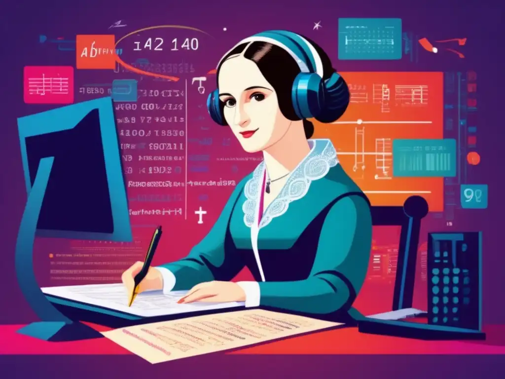 Ada Lovelace primera programadora historia: Ilustración digital de alta resolución