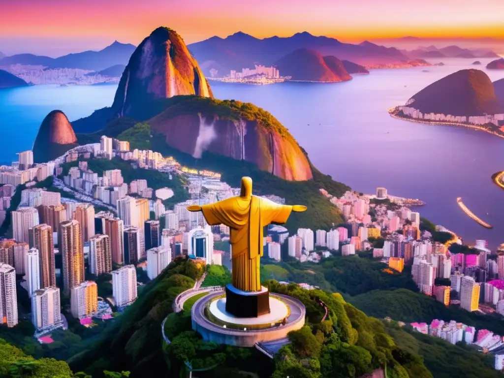 Desde lo alto, el Cristo Redentor observa el vibrante atardecer sobre Río de Janeiro, iluminando el legado político de Leonel Brizola en Brasil