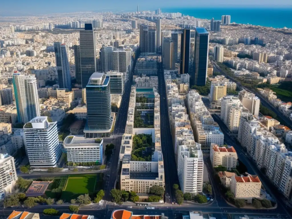 Desde las alturas, Tel Aviv deslumbra con su arquitectura moderna y energía vibrante, reflejando el espíritu emprendedor e innovador de Israel