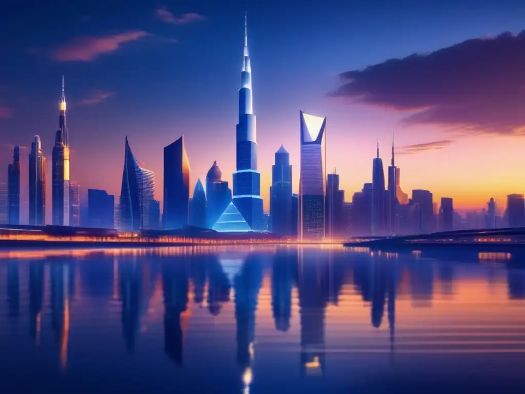 Desde las alturas, la ciudad futurista se ilumina al anochecer, reflejando su legado AlKhwarizmi Álgebra Navegación Pionero en el río tranquilo