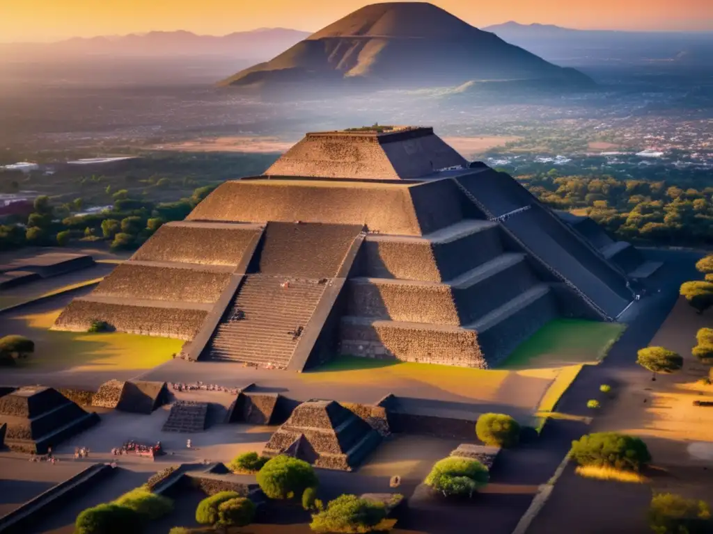 Desde las alturas, Teotihuacán revela sus misterios en una puesta de sol dorada