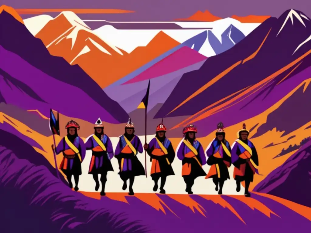 Túpac Amaru II lidera valientemente la rebelión andina en un paisaje montañoso vibrante y dramático