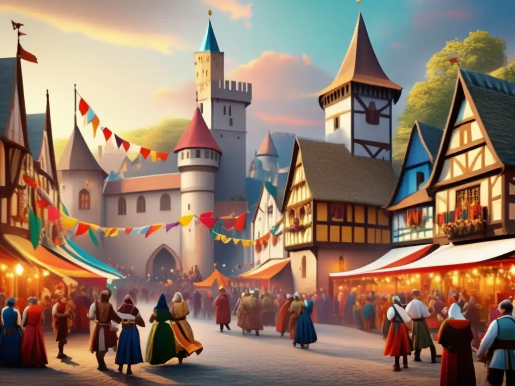 Un animado mercado medieval con tradiciones festivas, Rodolfo el Cronista