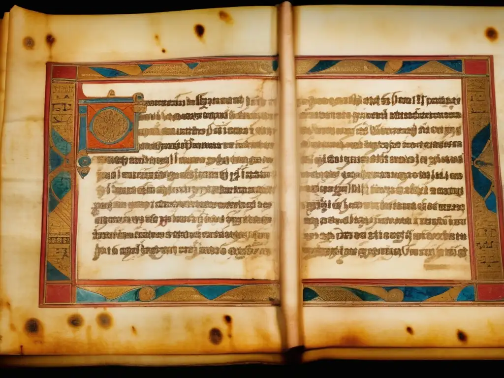 Una antigua escritura de Eusebio de Cesarea sobre celebraciones cristianas, con caligrafía detallada y adornos vibrantes