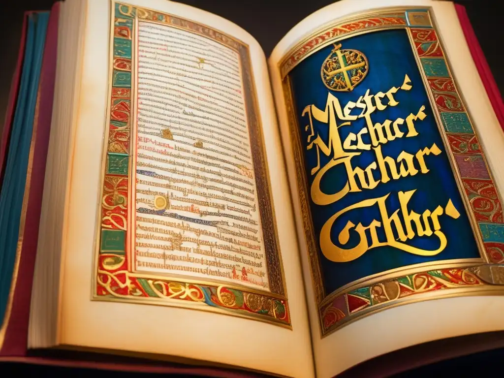 Una antigua escritura con intrincada caligrafía y letras iluminadas, muestra un pasaje de los escritos filosóficos de Meister Eckhart