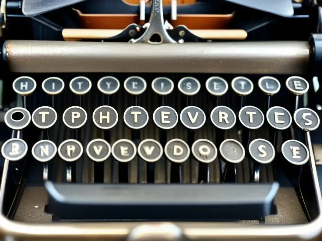 Una antigua máquina de escribir desgastada por el uso, con letras desvanecidas en las teclas