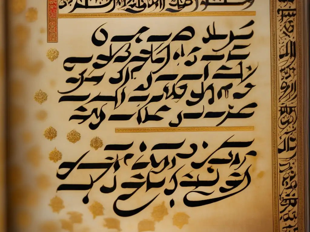 Un antiguo manuscrito muestra la influencia de Hafiz en poesía, con caligrafía elegante y versos iluminados por una suave luz dorada