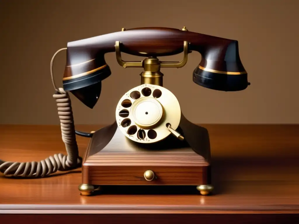 El antiguo prototipo del teléfono de Alexander Graham Bell, con detalles intrincados y componentes de latón y madera