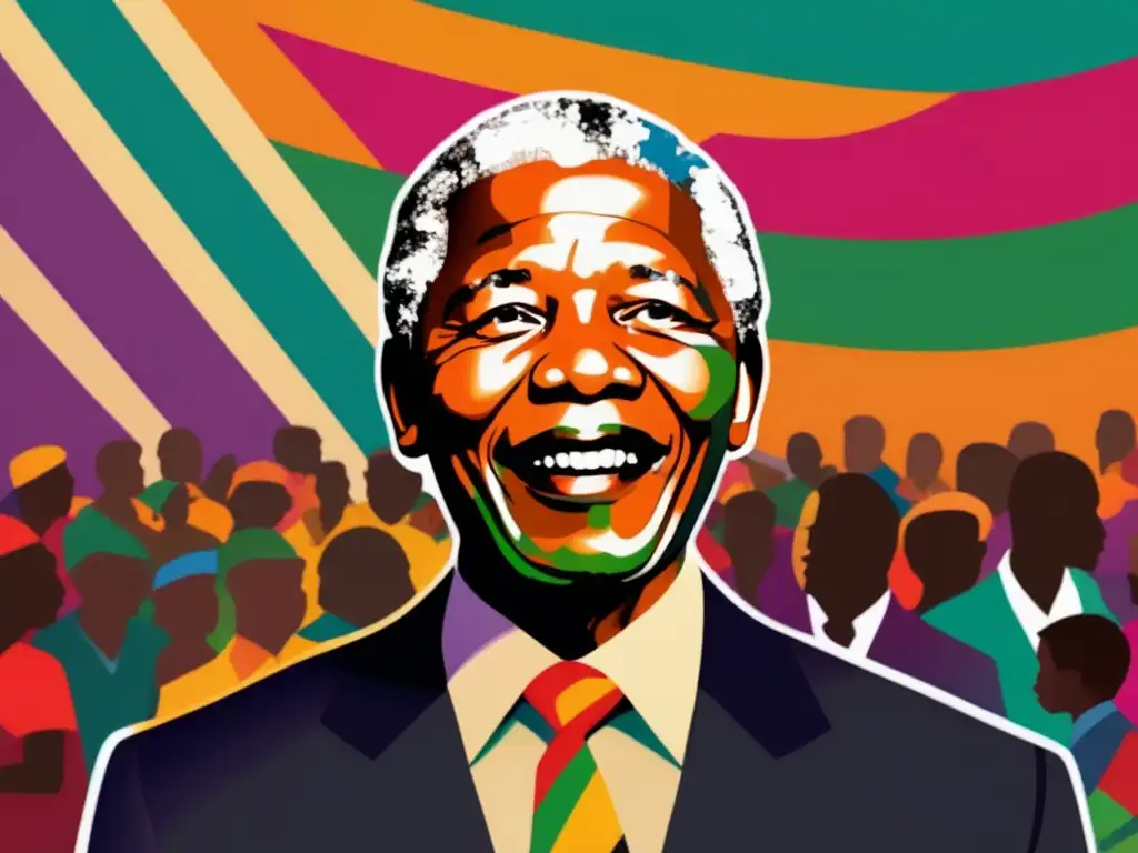 Nelson Mandela lucha contra apartheid: Ilustración digital moderna y poderosa