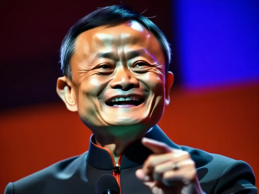 Jack Ma ofrece una apasionada conferencia en un escenario moderno y dinámico