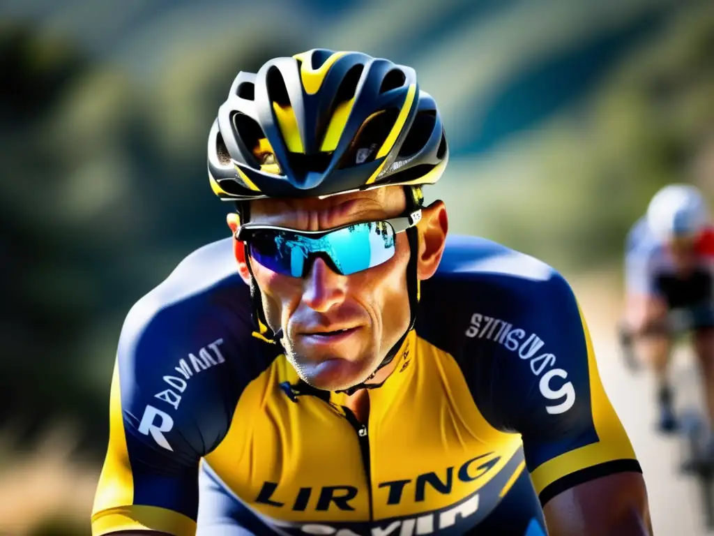 Lance Armstrong compitiendo en ciclismo, mostrando su influencia en el deporte