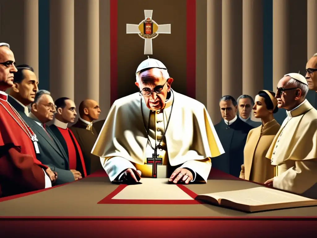 El legado de Pío XII: controversia y reflexión En el arte digital, controversias de Papa Pío XII durante la Segunda Guerra Mundial, debate intenso vs