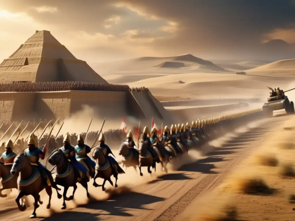 Un arte vibrante muestra estrategias de hegemonía del implacable imperio Asirio con detallados guerreros y maquinaria bélica