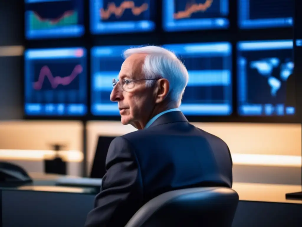 Stanley Fischer, asesor económico, revisa datos en su moderna oficina bañada por luz natural