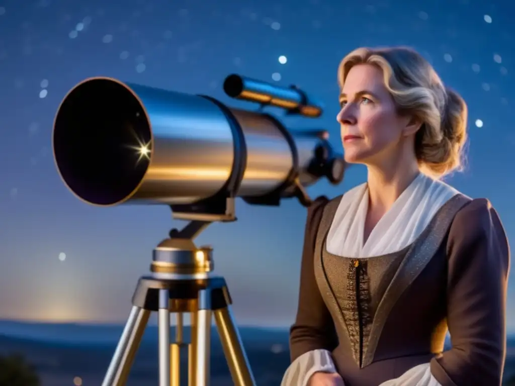 Maria Mitchell, pionera de la astronomía, observando las estrellas con asombro y determinación