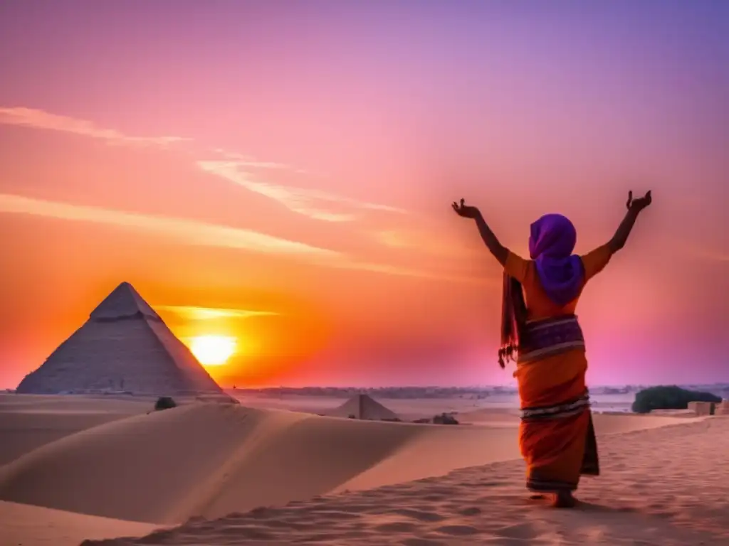 Un atardecer dorado ilumina las pirámides de Giza
