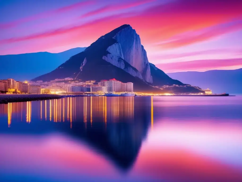 Un atardecer vibrante sobre el icónico Peñón de Gibraltar
