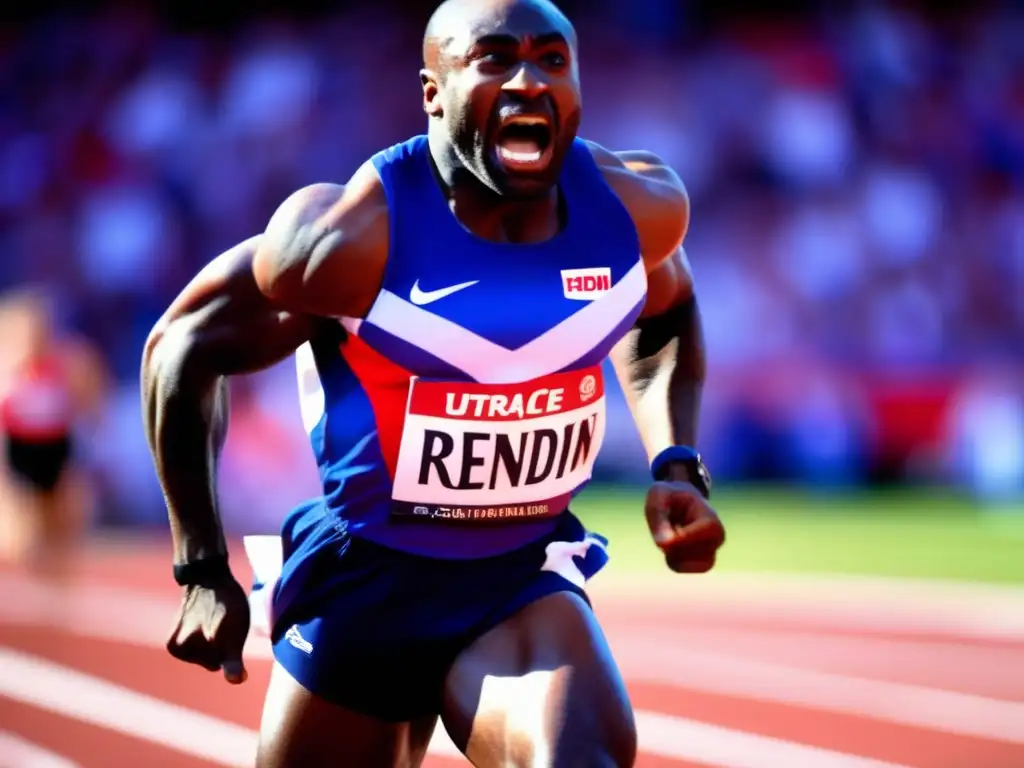 Un atleta determinado, Derek Redmond, luchando en medio de la carrera, mostrando la fuerza del espíritu humano