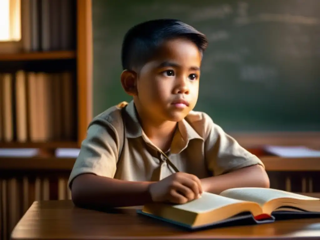 En un aula tradicional filipina, el joven Carlos P