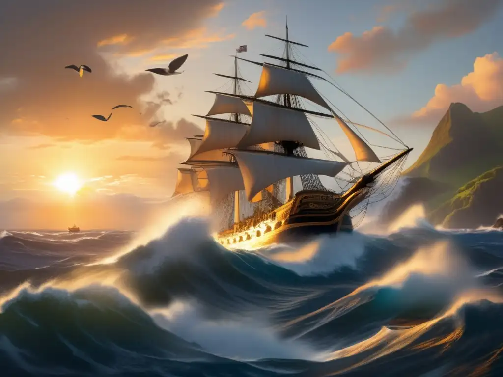 Un barco capitaneado por James Cook navega en el Pacífico