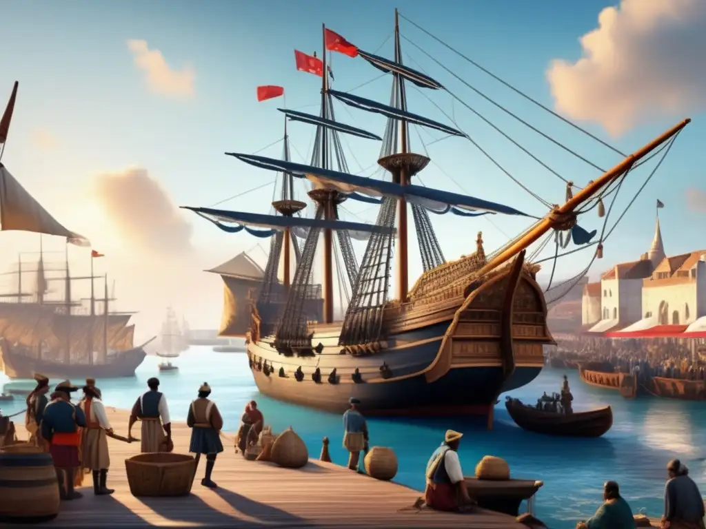 Un barco detallado de Vasco da Gama se prepara para una larga travesía marítima