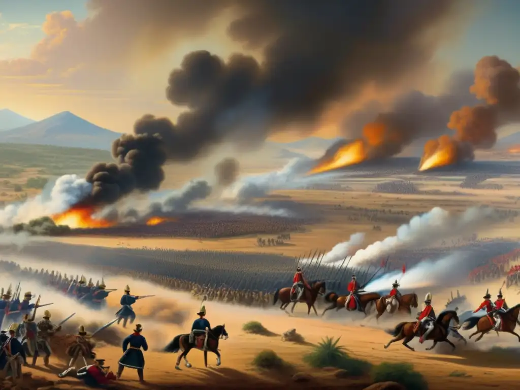 La batalla de Puebla Ignacio Zaragoza cobra vida en una épica escena de combate con soldados, humo y cañonazos en un paisaje rugoso