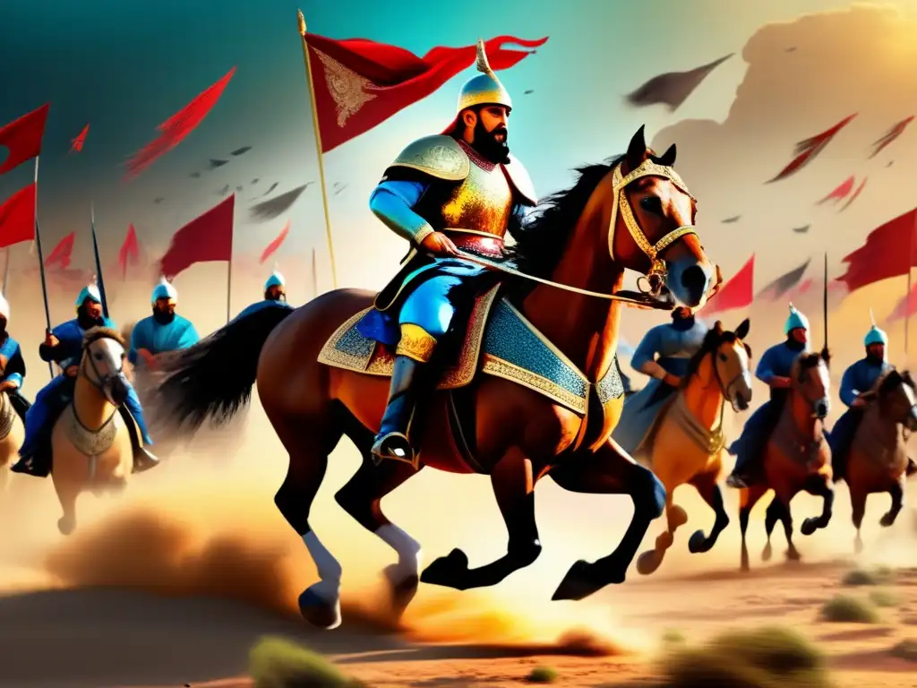 El sultán Baybars, líder militar mameluco, avanza con estrategias militares en una épica batalla