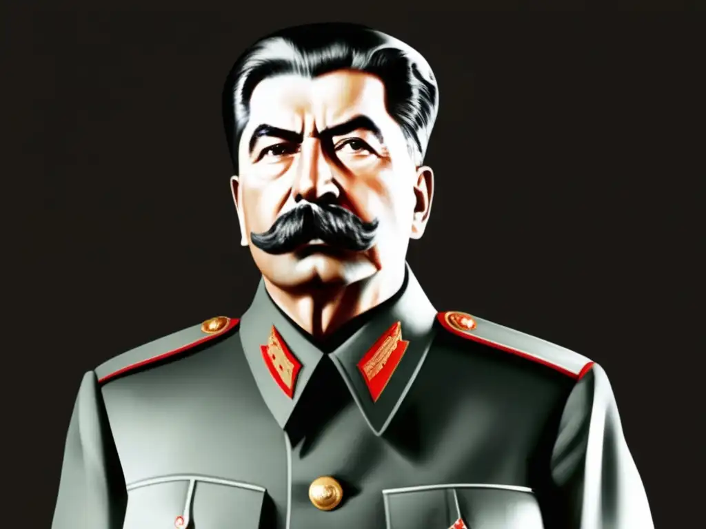 El poderío y determinación de Joseph Stalin en blanco y negro Una fotografía en blanco y negro de Joseph Stalin, proyectando una pose poderosa y autoritaria, con una expresión severa en su rostro
