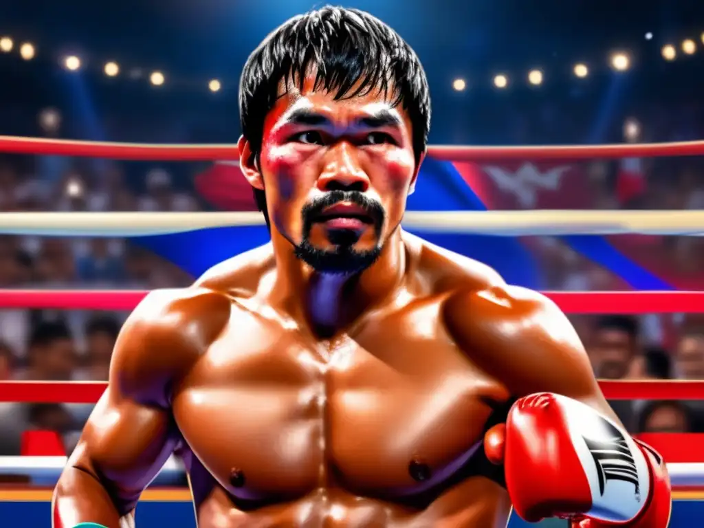 Boxeador Manny Pacquiao en el ring, influencia filipina en la historia del boxeo