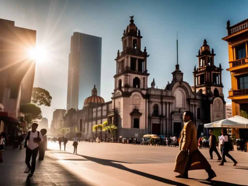 En la bulliciosa calle de una moderna ciudad mexicana, destaca una estatua de bronce de Venustiano Carranza