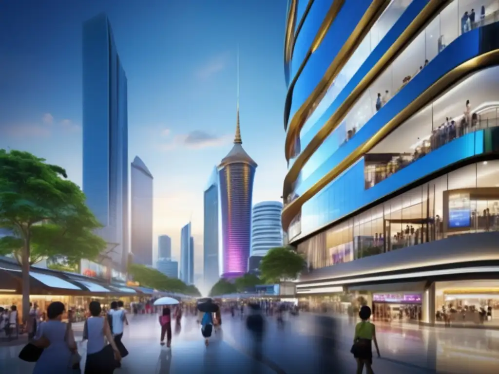Un bullicioso centro comercial moderno en el centro de Bangkok, Tailandia