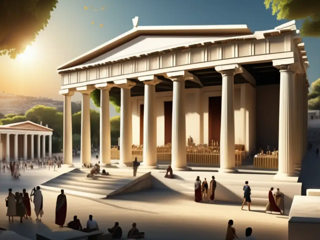 En el bullicioso corazón de la antigua Atenas, Cleisthenes reformador Atenas invención democracia cobra vida en la vibrante Agora