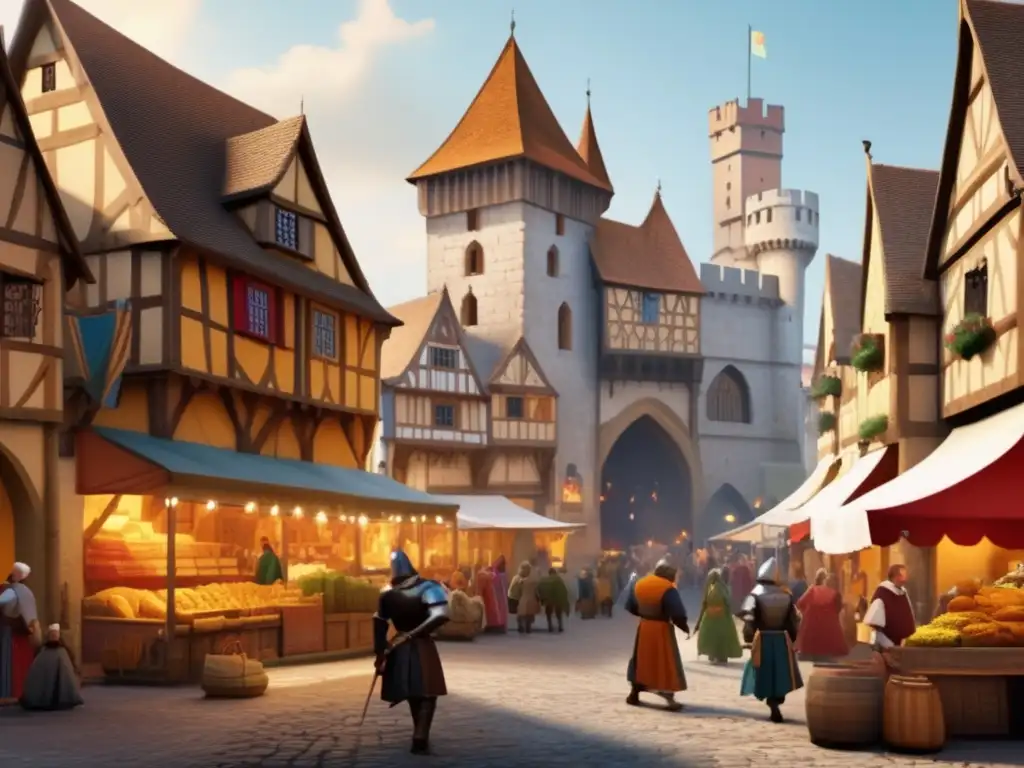 En el bullicioso mercado medieval de Anselmo de Canterbury, los comerciantes ofrecen coloridos productos mientras los aldeanos van y vienen