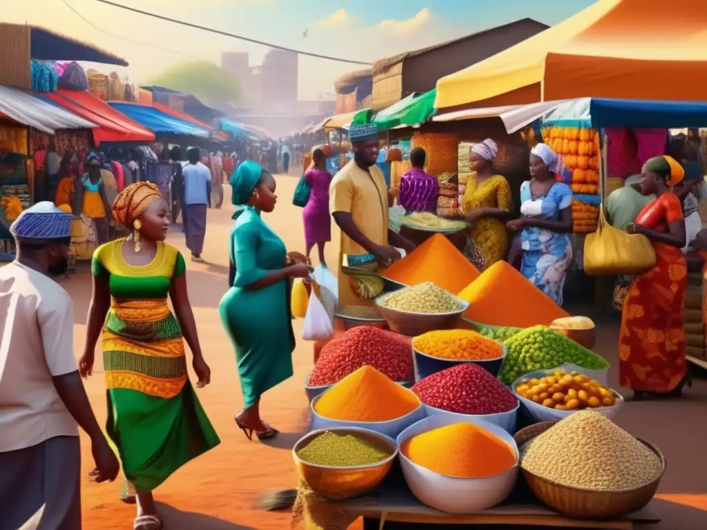 En un bullicioso mercado nigeriano, los magnates de la economía africana se mezclan entre coloridos puestos y animadas transacciones