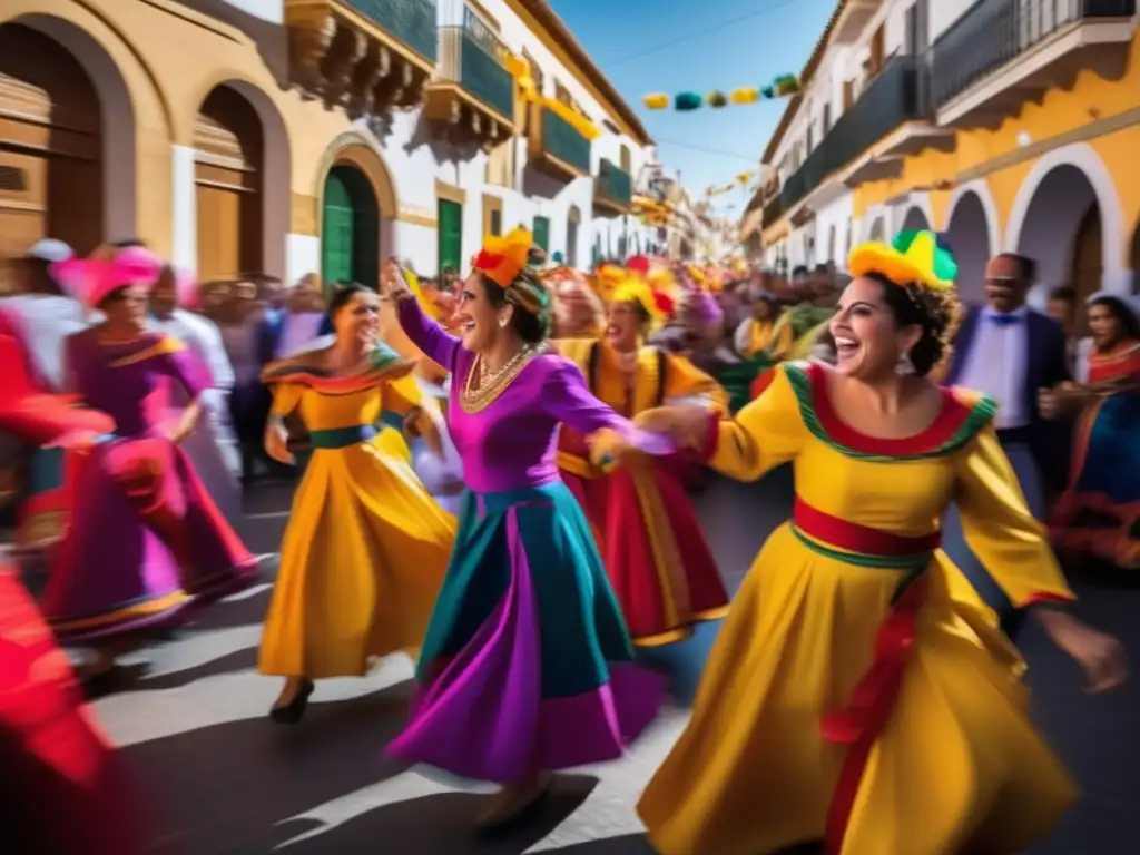 Una calle bulliciosa de Andalucía durante un animado carnaval