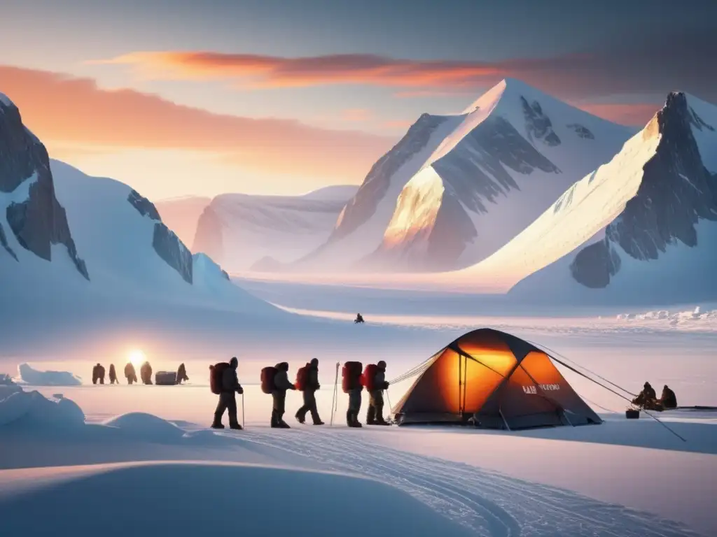 La expedición polar Amundsen monta campamento en la gélida y majestuosa Antártida