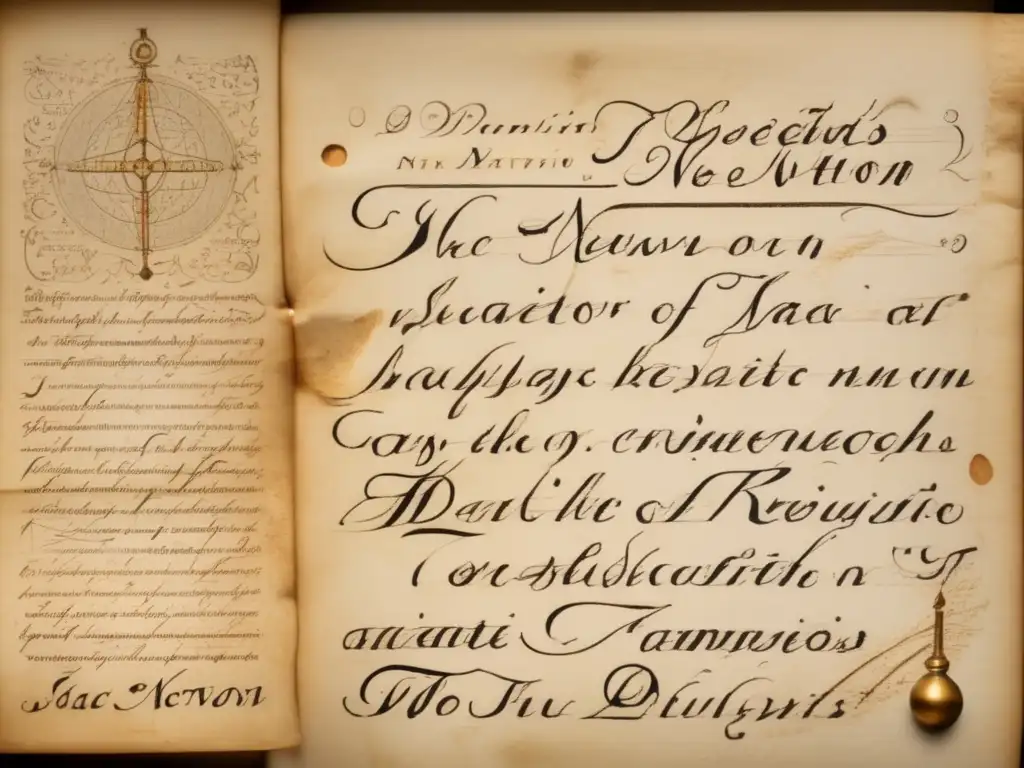 Una carta manuscrita de Isaac Newton con caligrafía detallada y símbolos religiosos y científicos