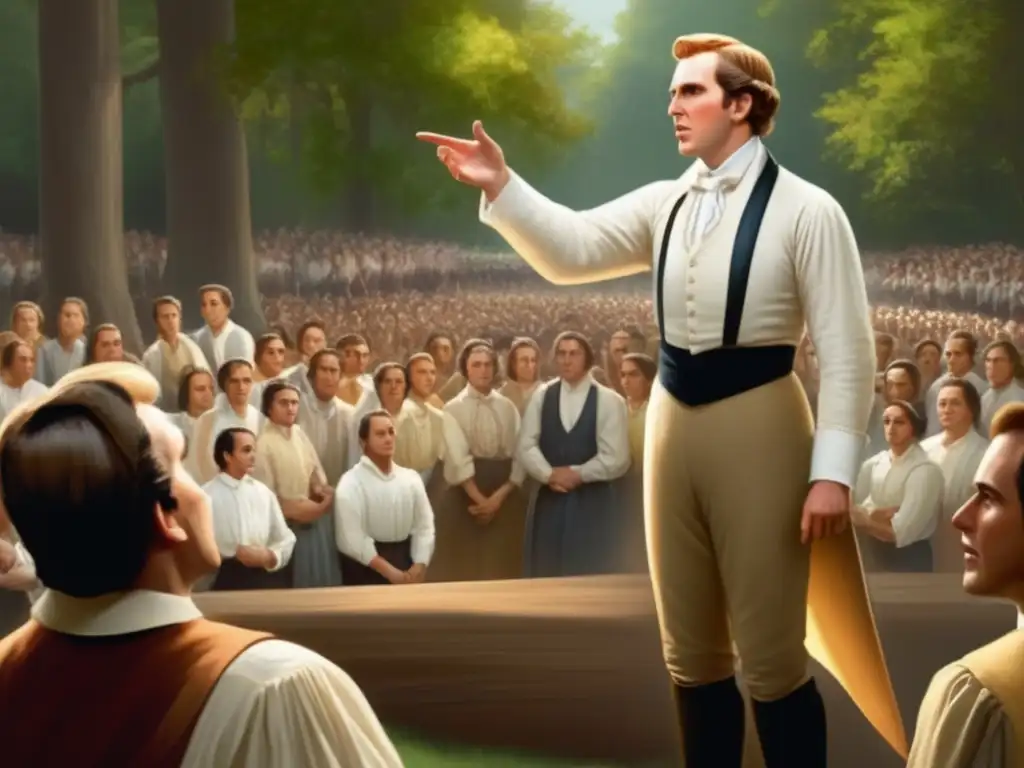 En el centro de la multitud, el Profeta Joseph Smith expresa su determinación