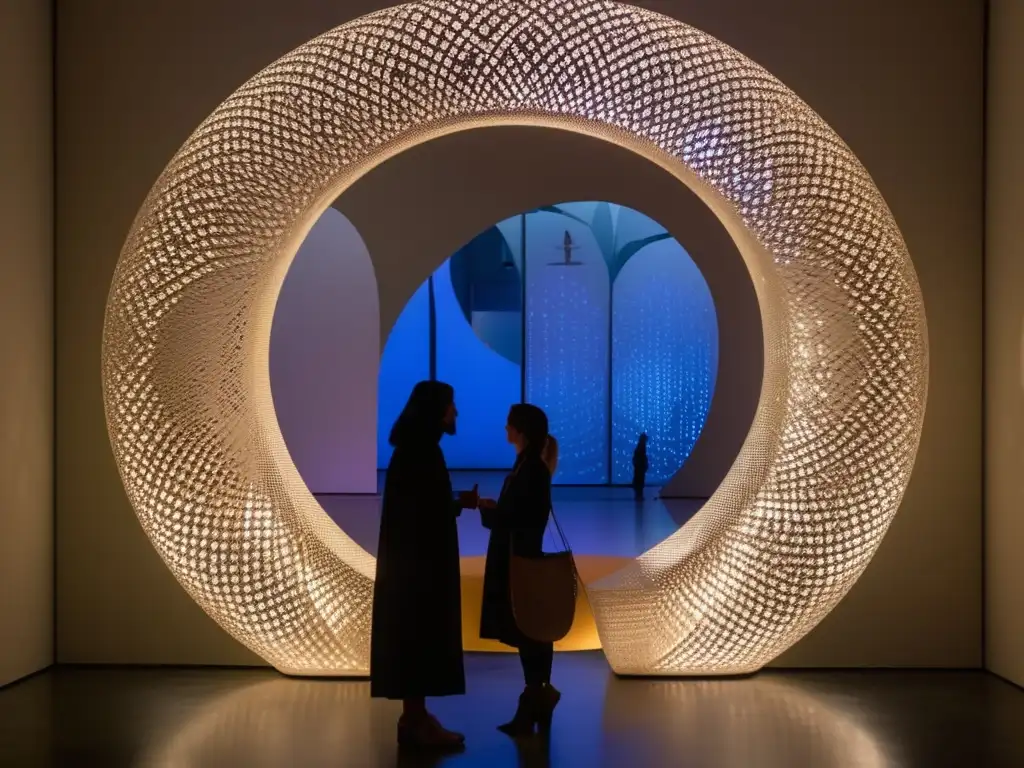 Un círculo de luz ilumina una instalación de arte moderno inspirada en la poesía sufí de Rumi
