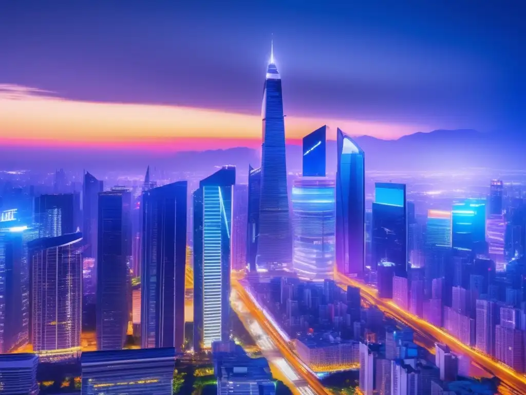 La ciudad nocturna brilla con la energía de los carteles digitales, reflejándose en los rascacielos