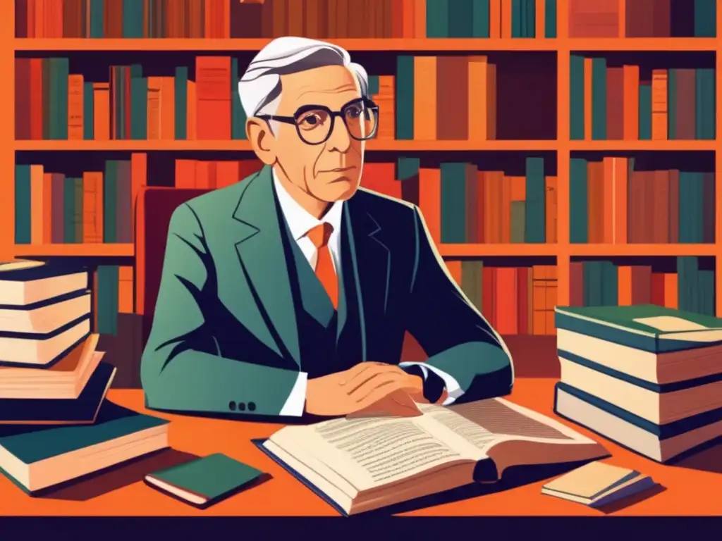 Claude Lévi-Strauss, rodeado de libros y papeles, inmerso en el estructuralismo mítico