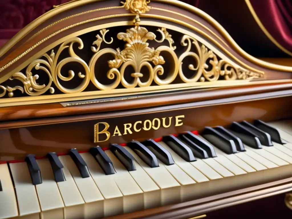 Un clavicordio barroco exquisitamente detallado de François Couperin, resaltando la artesanía y elegancia de la época