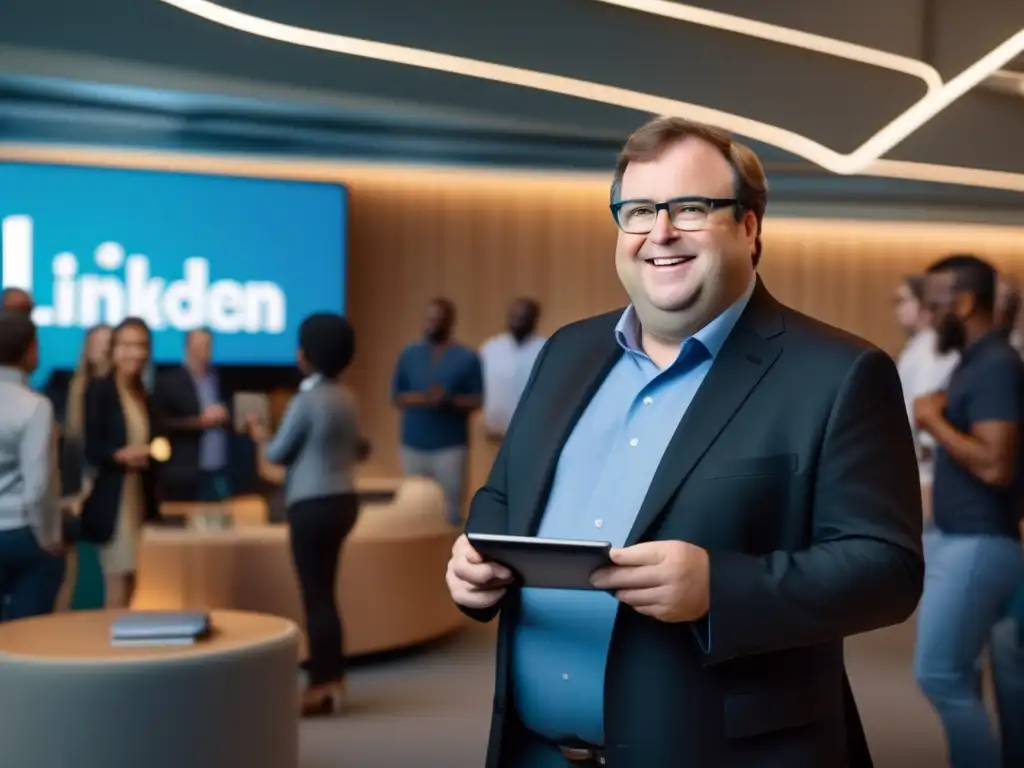 Reid Hoffman, cofundador de LinkedIn, lidera una animada conversación en un espacio de oficina futurista