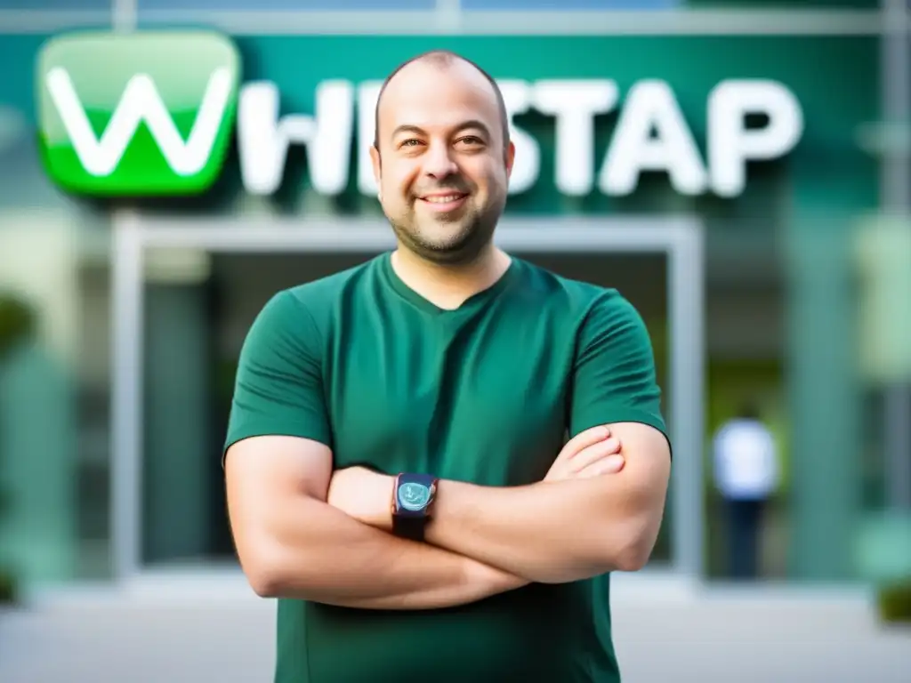 Jan Koum, cofundador de WhatsApp, irradia determinación frente a la sede de la empresa