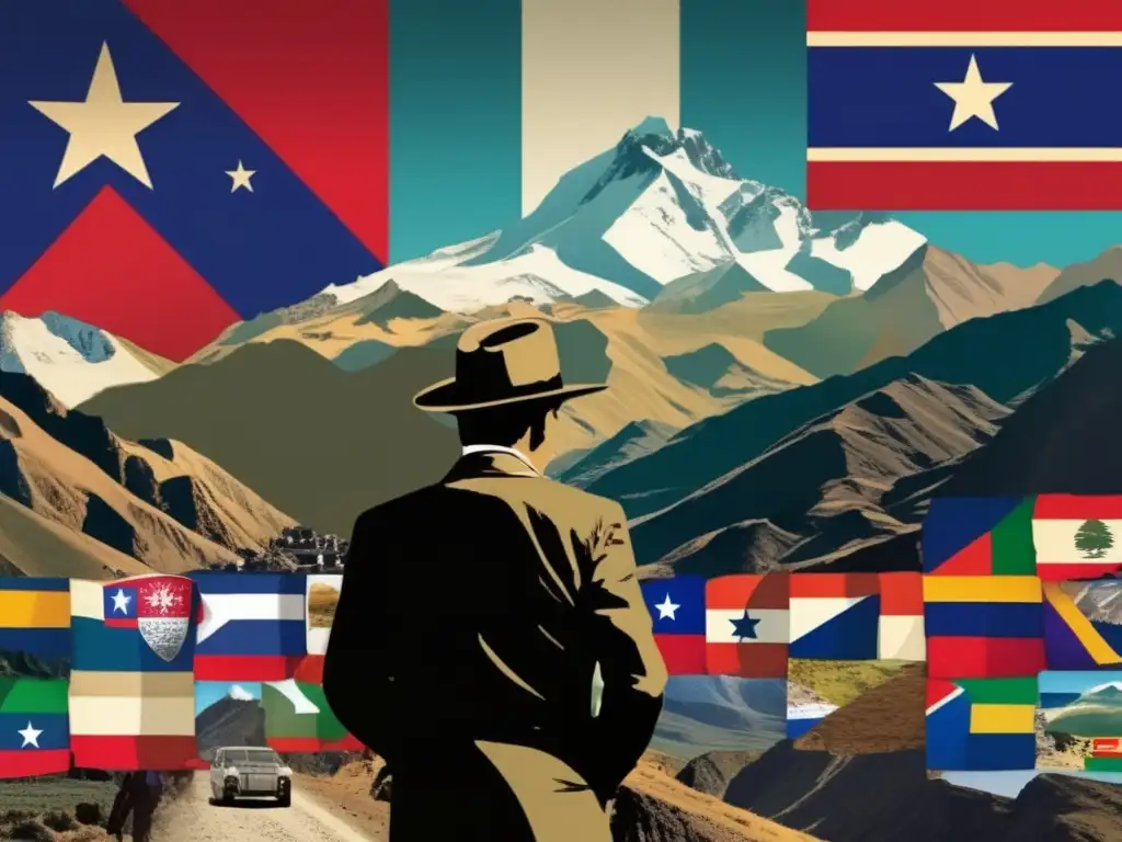 Collage digital vibrante de Eduardo Frei Montalva en diferentes etapas de su carrera política, rodeado de simbolismo chileno