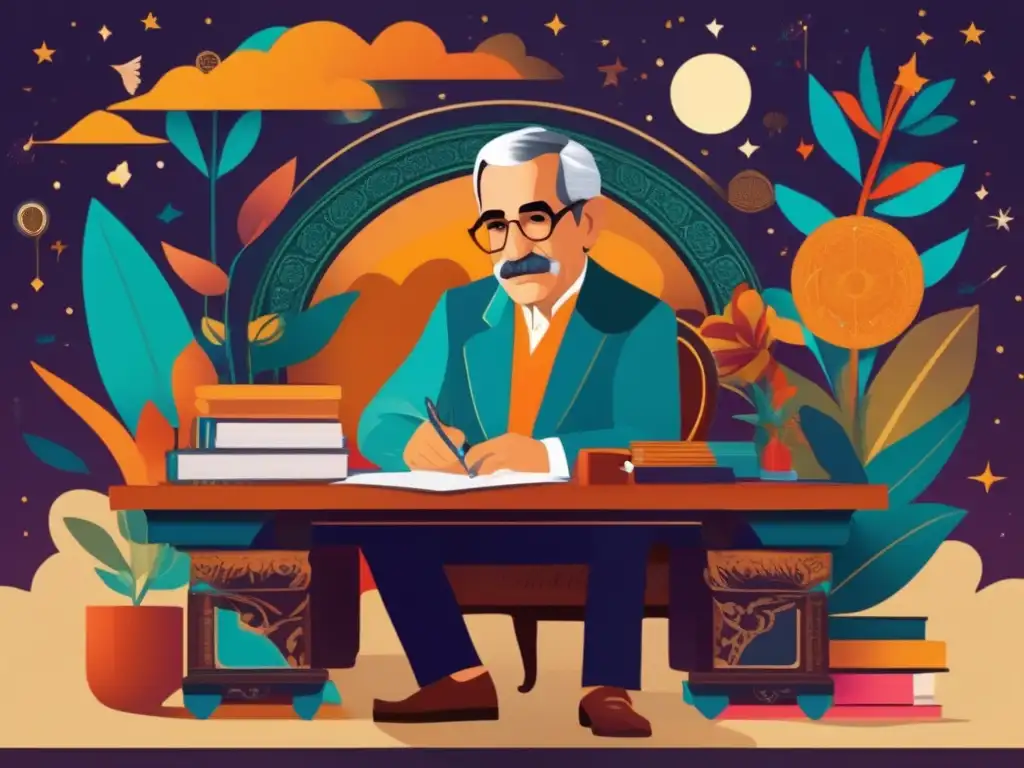 Gabriel García Márquez completa su biografía en una ilustración vibrante y llena de detalles, que captura su genio literario