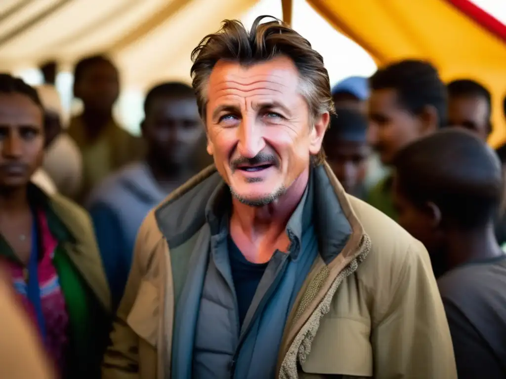 Un comprometido Sean Penn lidera esfuerzos de ayuda humanitaria en un bullicioso campamento de refugiados