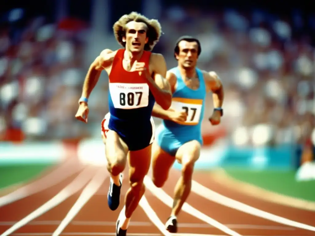 Concentrado y decidido, Valery Borzov cruza la meta en la carrera de 100m en las Olimpiadas de 1972