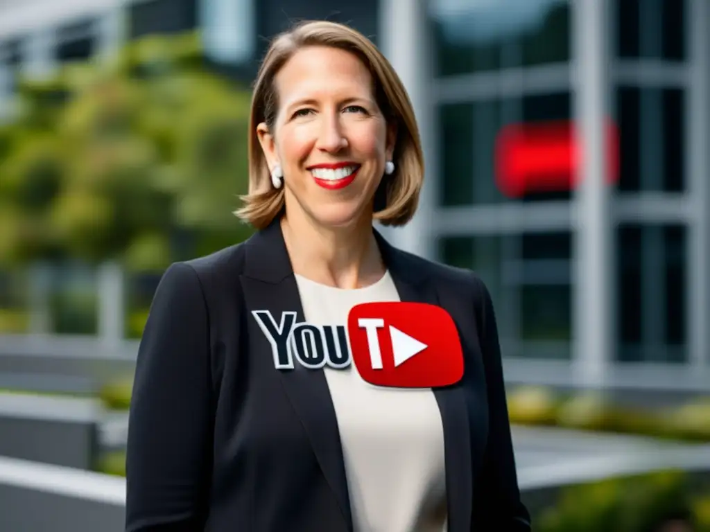 Susan Wojcicki, CEO de YouTube, irradia confianza y liderazgo frente a su sede